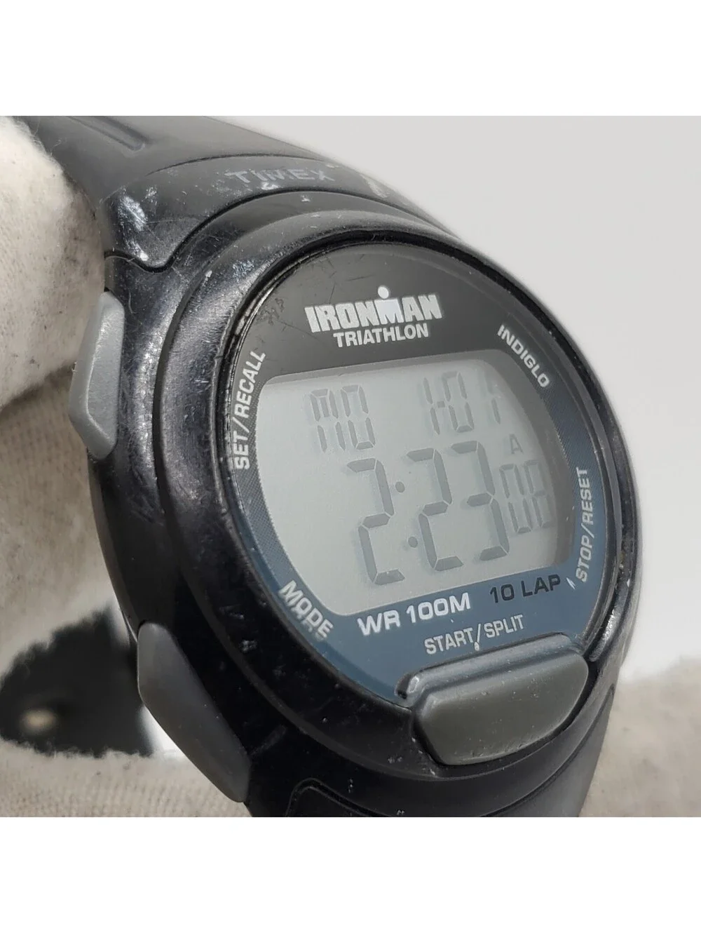 Timex Triathlon 10-lap Mens Watch 40mm Black/Gray New Battery